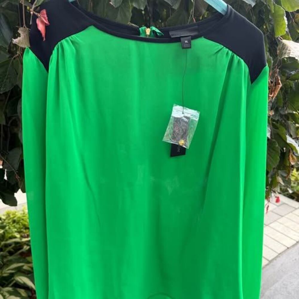 Worthington XL Bright Green & Black Blouse New with Tags